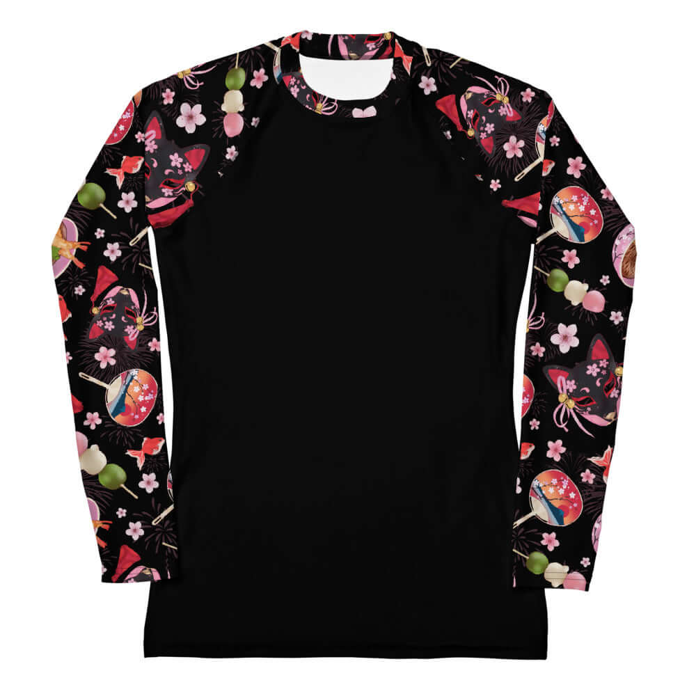 Stylish Matsuri Rash Guard with vibrant prints, perfect for sun protection during active sports and outdoor adventures.