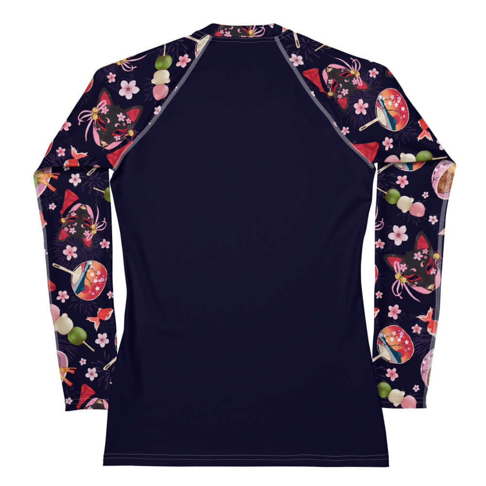 Stylish Matsuri Rash Guard with vibrant patterns, perfect for sports and sun protection during active moments.