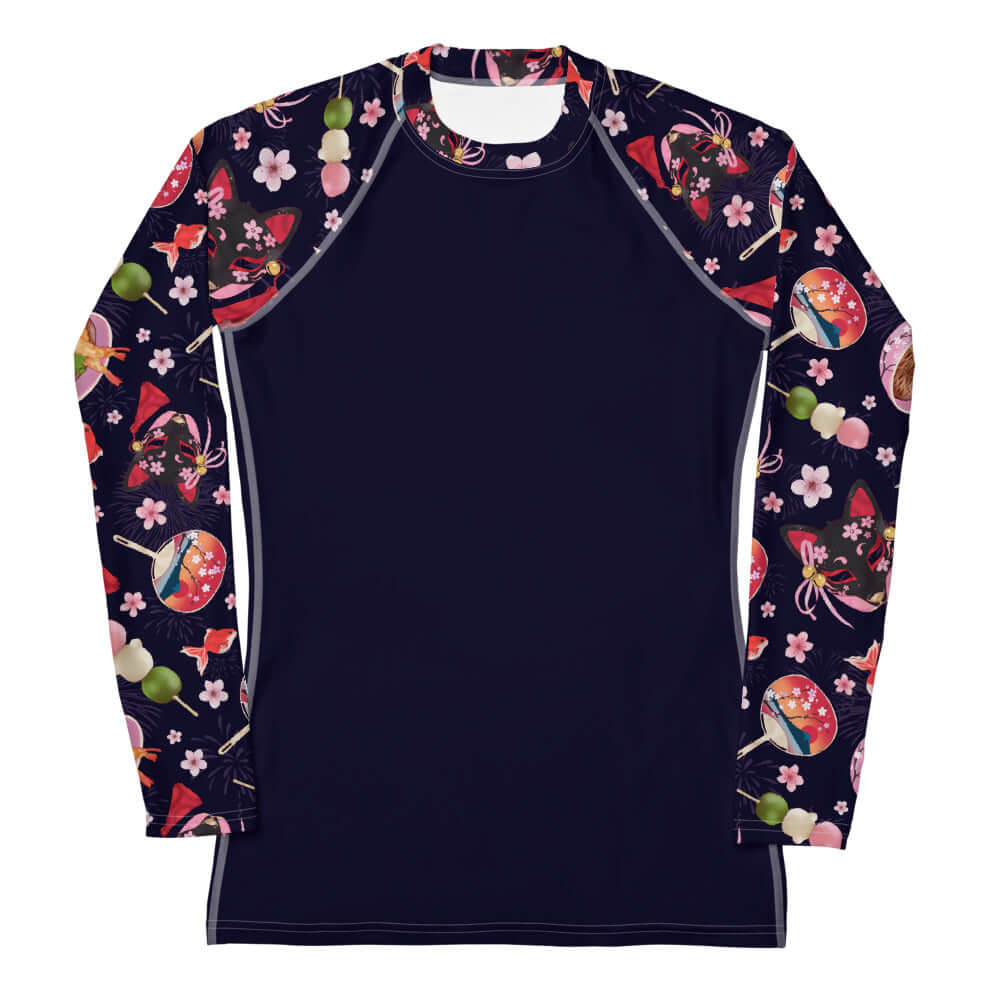 Matsuri Rash Guard featuring vibrant patterns, perfect for active wear while protecting against sun and wind.