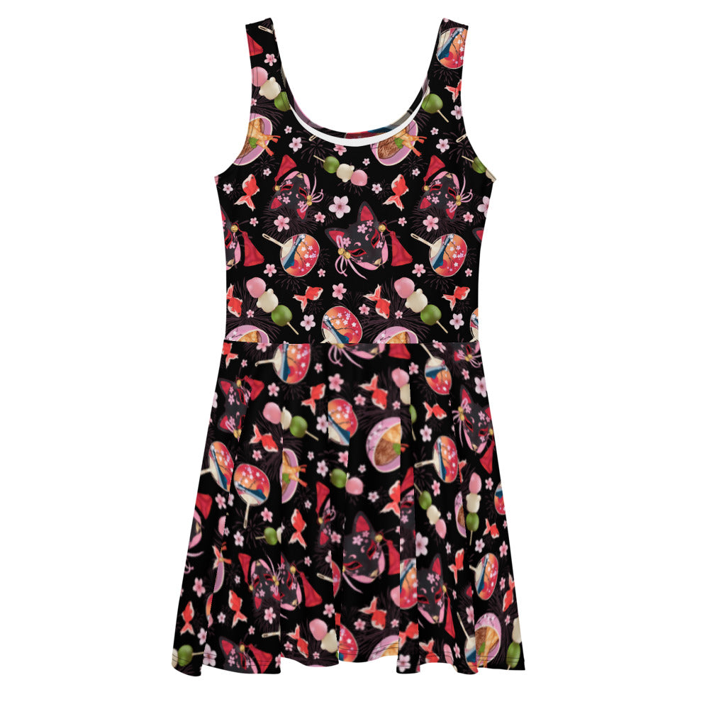 Stylish Matsuri Skater Dress featuring a vibrant floral pattern, perfect for staying cool and comfortable this summer.