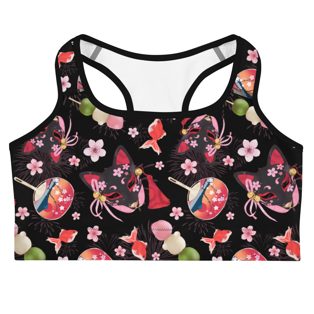 Matsuri Sports bra features a vibrant Japanese festival design, perfect for stylish workouts at any intensity.