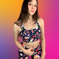 Stylish Matsuri Sports bra featuring vibrant festival designs, perfect for workouts and keeping you cool and dry.