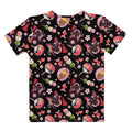 Matsuri T-shirt featuring vibrant dango, pink blossoms, and goldfish motifs—perfect for spring and summer outfits.