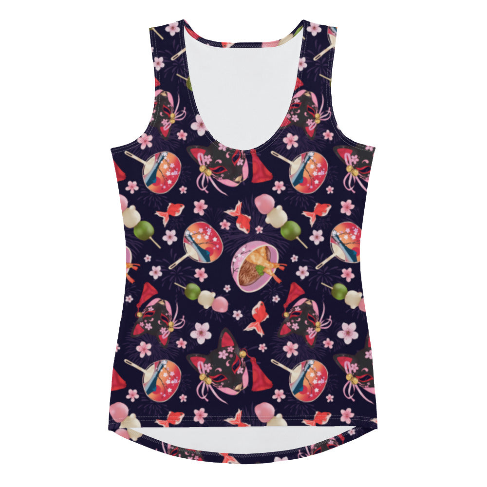 Matsuri Tank Top featuring vibrant festival designs, perfect for summer fun and staying cool. Ideal body-hugging fit!