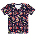 Matsuri T-shirt featuring vibrant dango, pink blossoms, and goldfish motifs, perfect for spring and summer outfits.