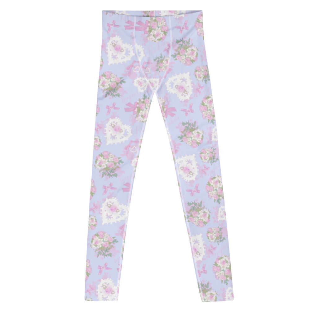 Men's Anniversary Leggings feature a vibrant floral design, perfect for workouts or casual wear.