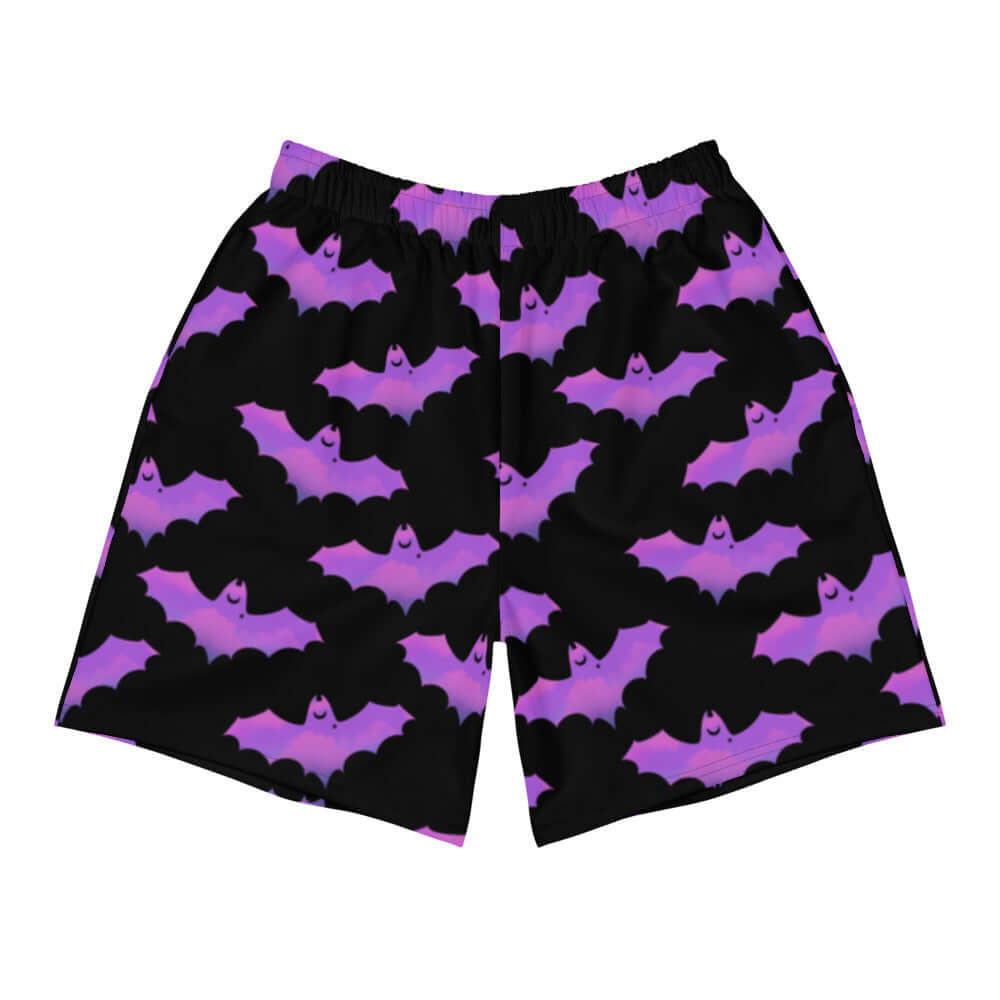Men's Aensland Athletic Shorts featuring a vibrant bat design, perfect for running or casual workouts.
