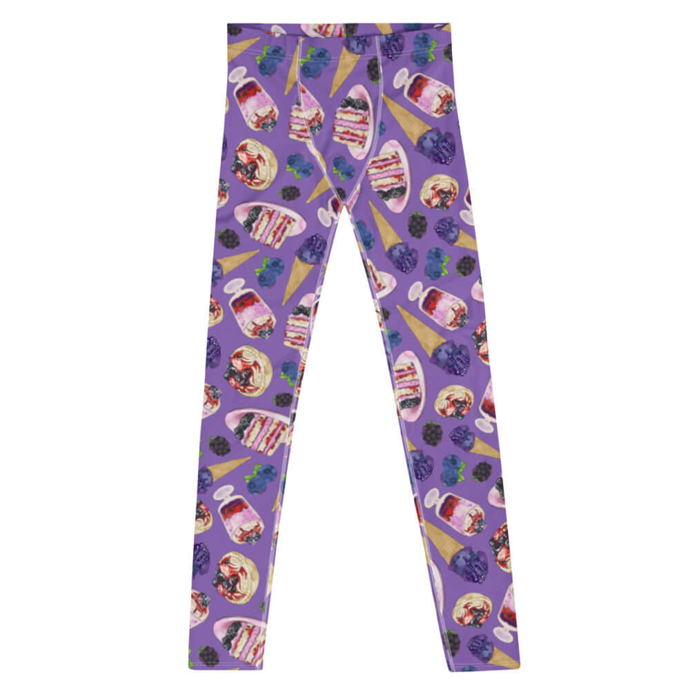 Men's Berry Leggings feature a vibrant berry print, perfect for any active lifestyle or workout routine.