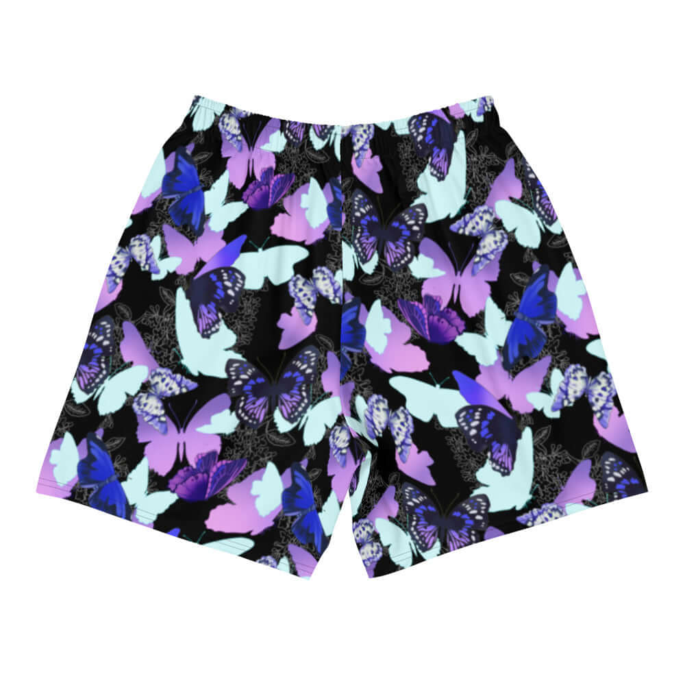 Men's Butterfly Athletic Shorts with vibrant butterfly print, perfect for running or any active lifestyle.