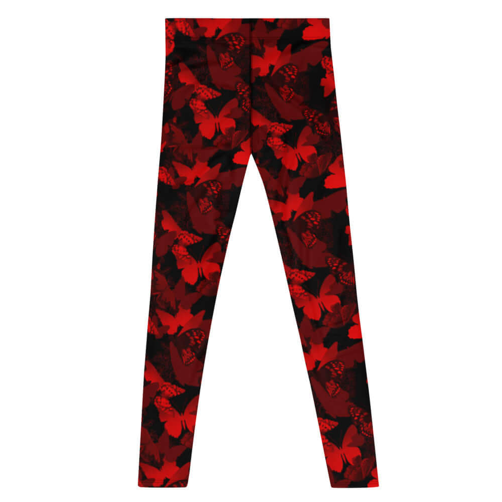 Men's Butterfly Leggings in vibrant red and black, perfect for workouts and everyday wear. Soft, stretchy, and stylish.
