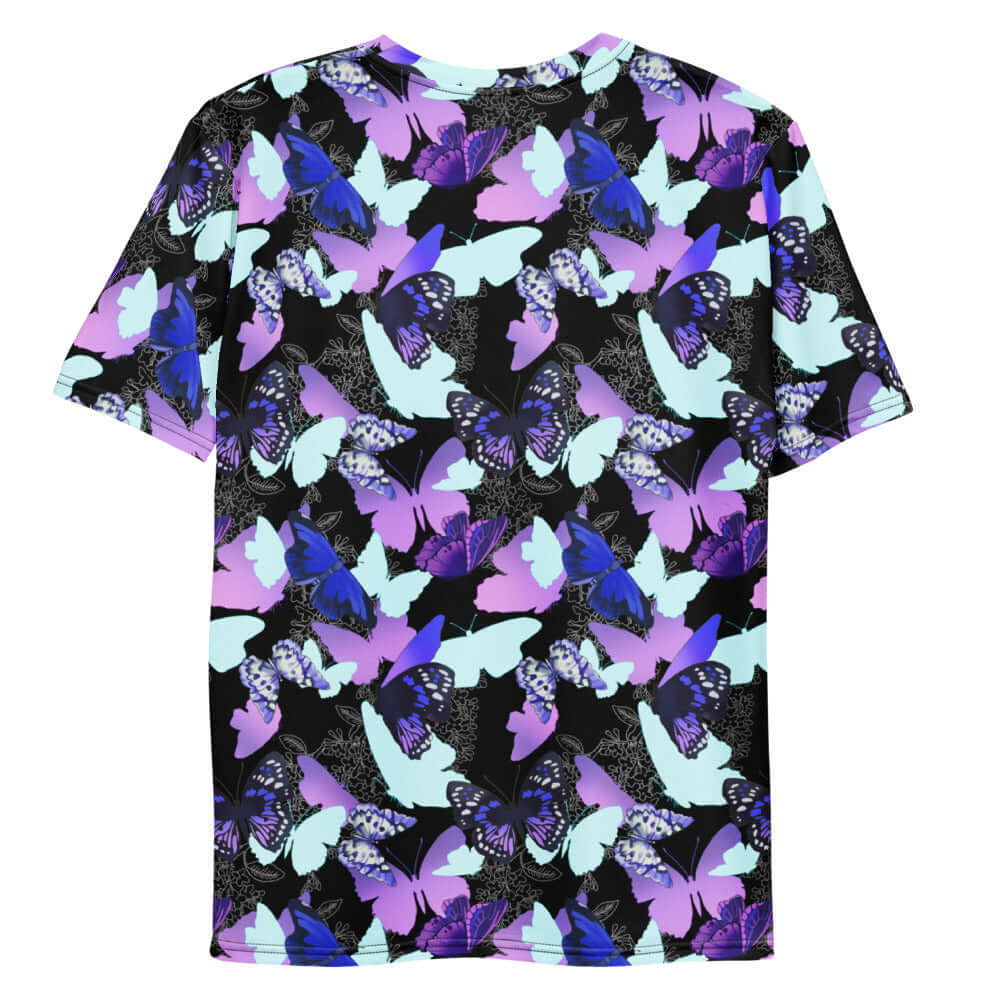 Vibrant Men's Butterfly T-shirt featuring a colorful butterfly pattern, perfect for comfort and style.