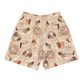 Men's Café Athletic Shorts featuring a fun coffee and dessert print, perfect for workouts or casual outings.
