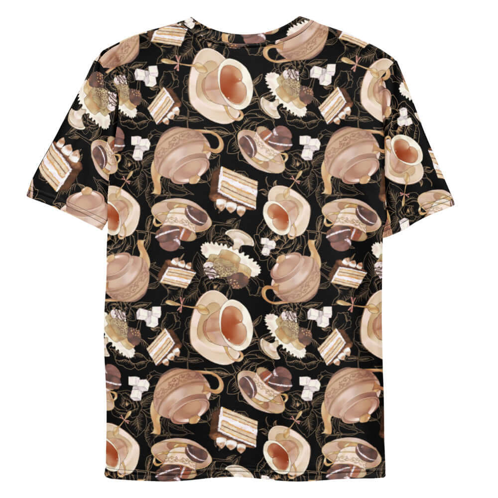 Stylish Men's Café T-shirt featuring a vibrant coffee-themed print, perfect for casual outings.