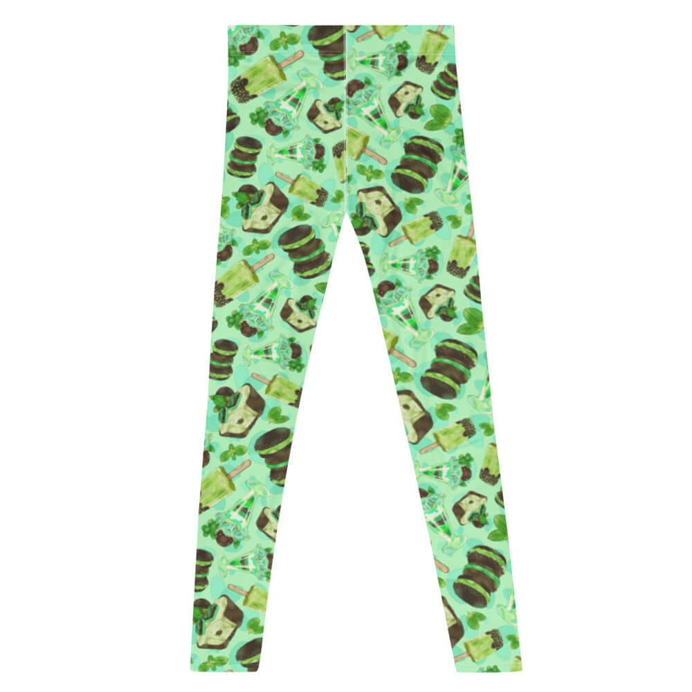 Stylish Men's Choco Mint Leggings featuring a fun print, perfect for workouts or casual wear. Ideal for active lifestyles.