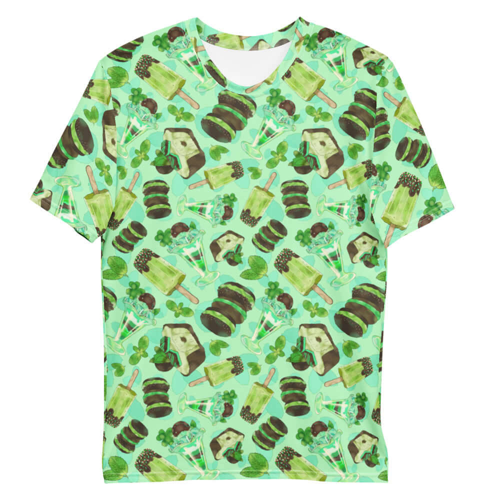 Stylish Men's Choco Mint T-shirt featuring a fun mint-pattern design, perfect for casual wear and comfort.