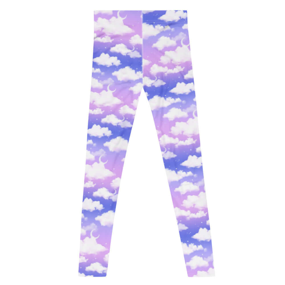 Men's Cloudy Sky Leggings feature a colorful cloud design, perfect for workouts or casual wear. Ideal for active lifestyles.