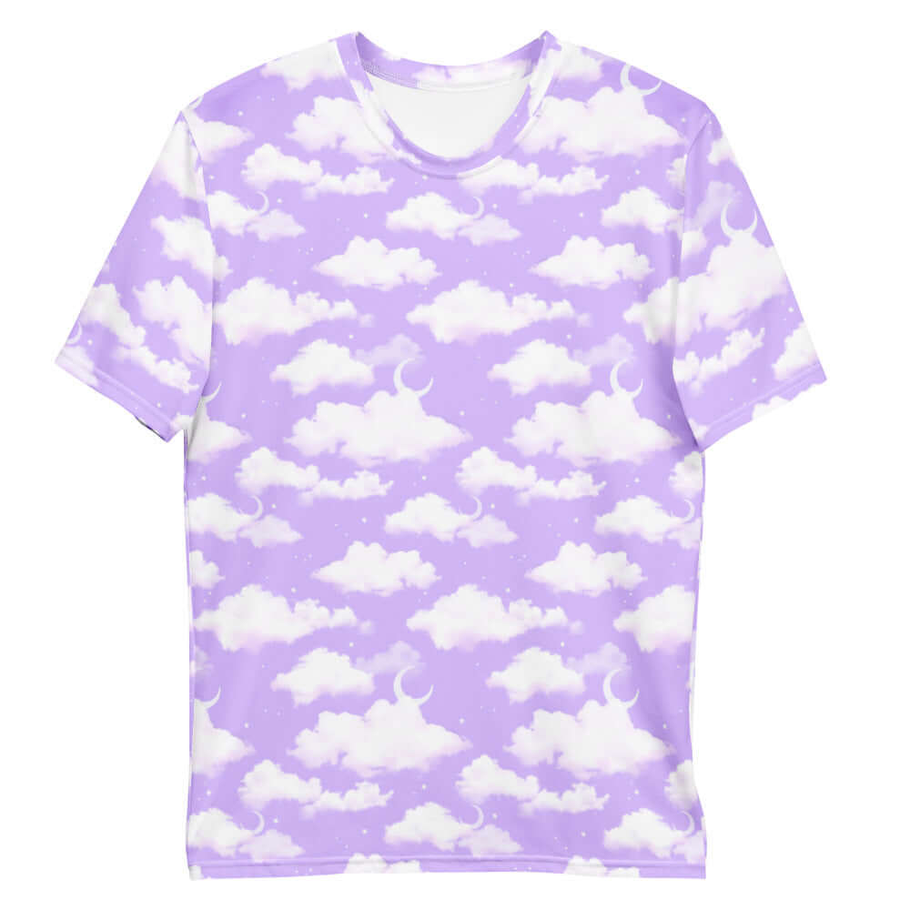 Men's Cloudy Sky T-shirt features a soft, vibrant design with clouds, perfect for casual comfort and style.