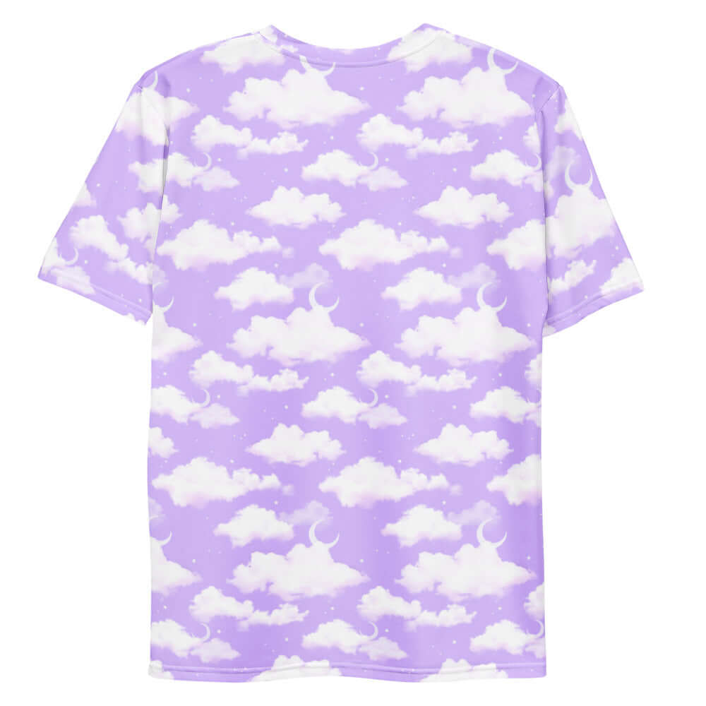 Men's Cloudy Sky T-shirt features a dreamy cloud pattern, perfect for a stylish and comfortable look.
