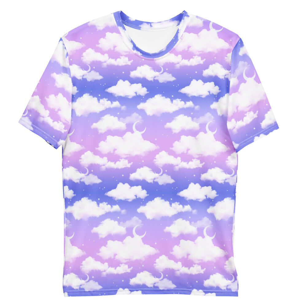 Men's Cloudy Sky T-shirt features a dreamy cloud design, perfect for comfort and style in any casual setting.