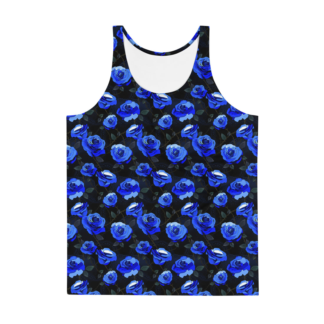 Men's Enchanted Rose Tank Top features a vibrant floral design, perfect for workouts or nights out. Soft and stylish!