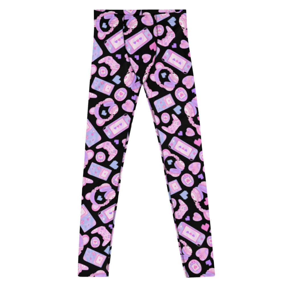 Stylish Men's Gamer Girl Leggings featuring a playful gaming design, perfect for workouts or casual wear.