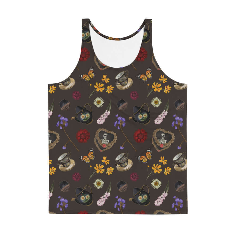 Men's Gothic Tea Time Tank Top features vibrant designs on soft, stretchy fabric for a stylish, relaxed fit.