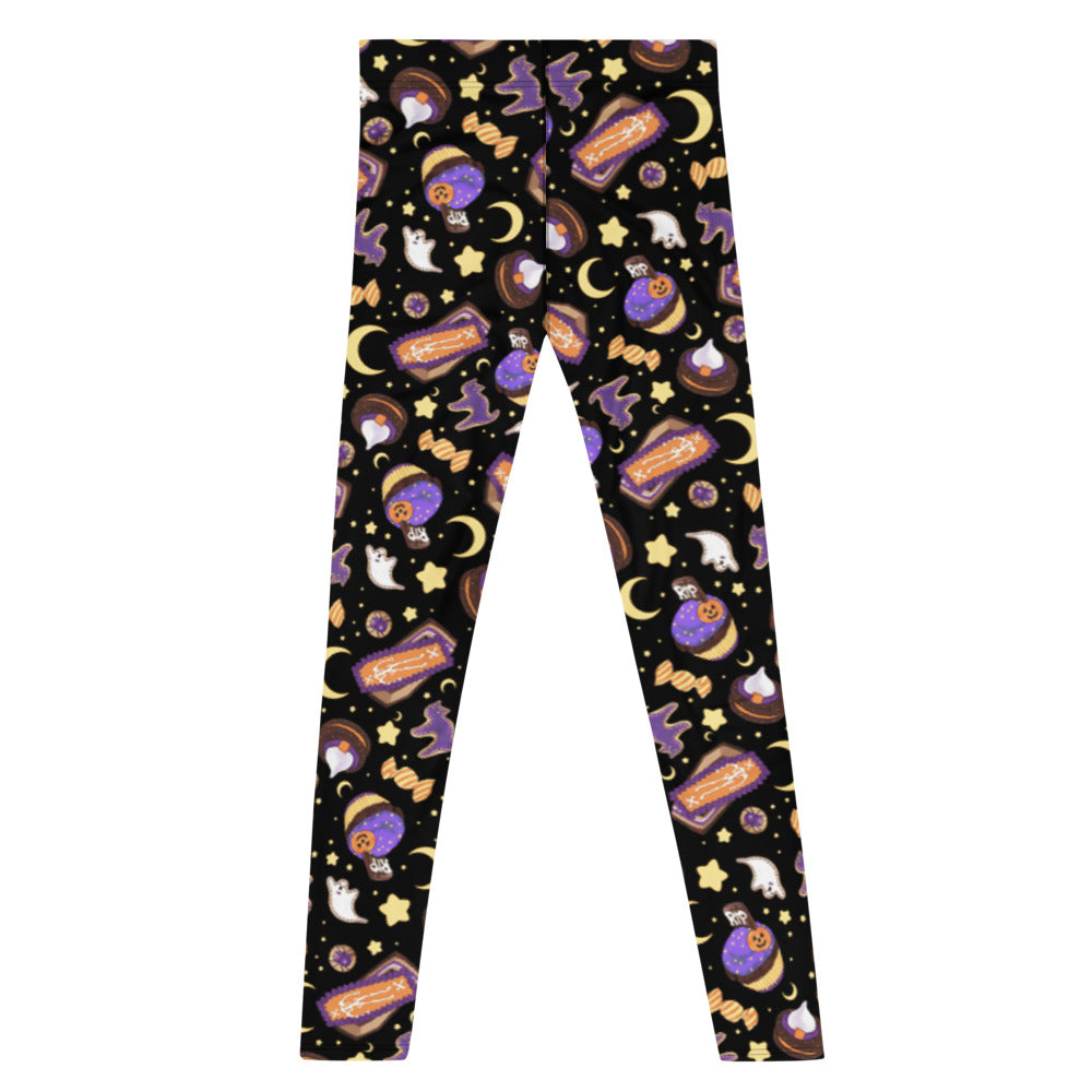 Men's Halloween Treat Leggings feature a fun, festive design perfect for workouts and casual wear this Halloween.