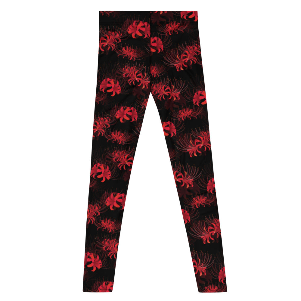 Stylish Men's Higanbana Leggings featuring a vibrant floral pattern, perfect for workouts or casual wear.