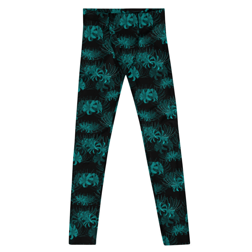 Stylish Men's Higanbana Leggings in a vibrant floral design, perfect for workouts and active lifestyles.