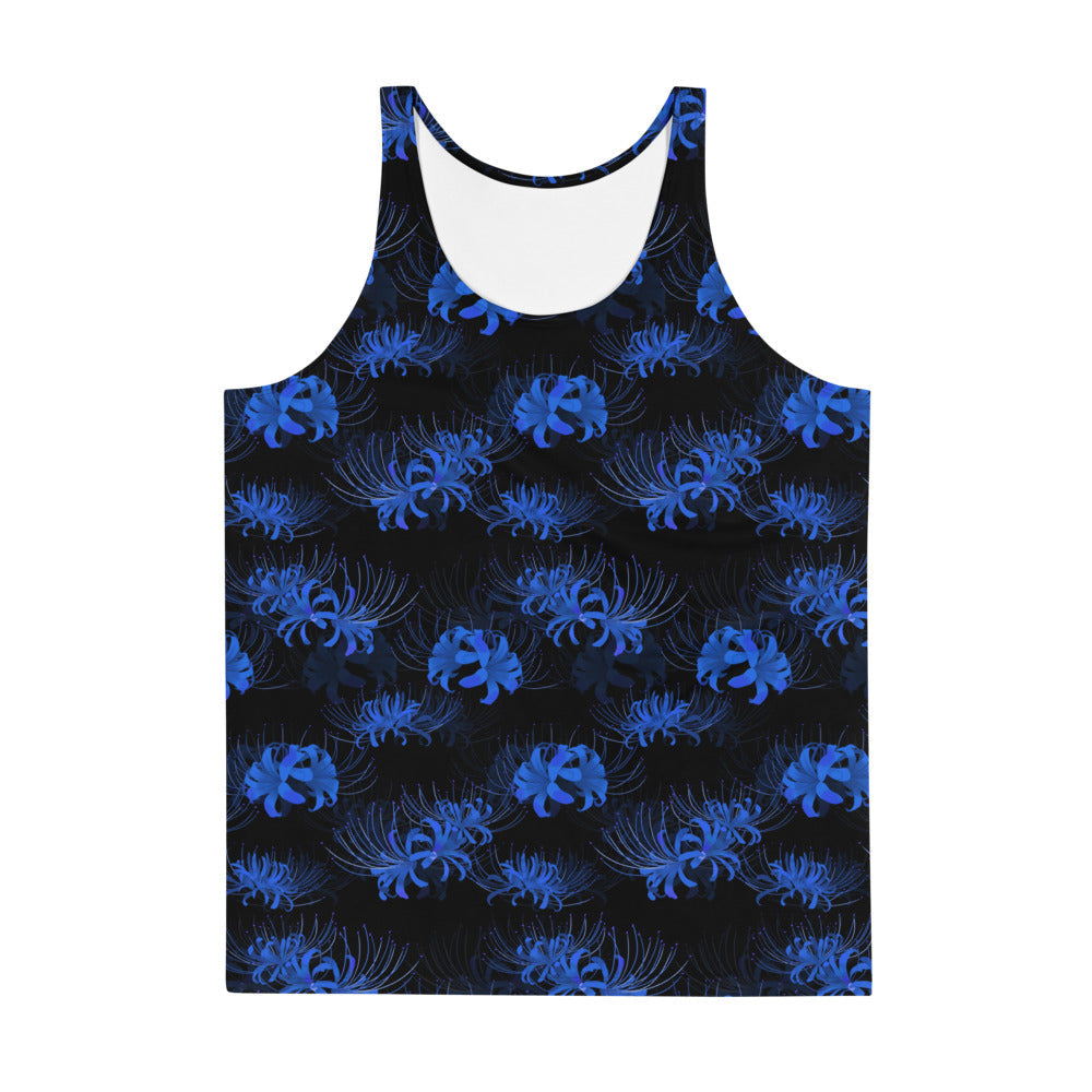 Vibrant Men's Higanbana Tank Top featuring a colorful floral pattern and soft, stretchy fabric for ultimate comfort.