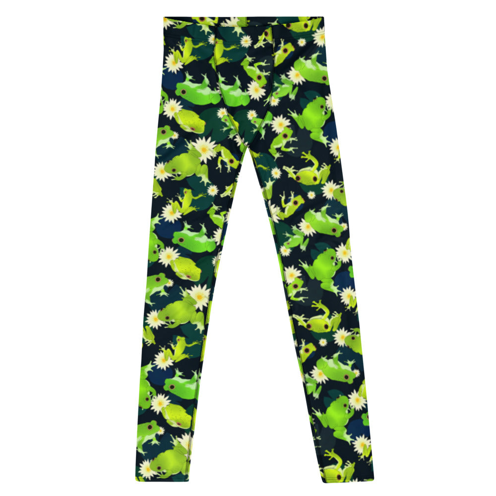 Men's Kero-kero Leggings featuring a vibrant frog print, perfect for workouts or casual wear. Stay active and stylish!