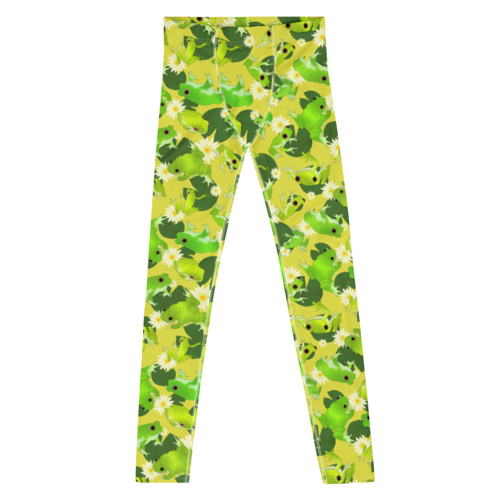 Men's Kero-kero Leggings featuring a vibrant frog pattern, perfect for workouts and active lifestyles.