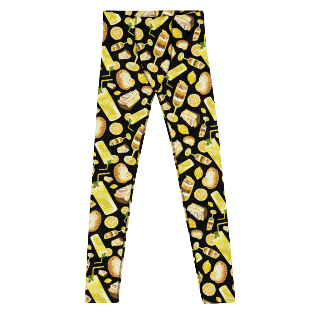 Bright and fun Men's Lemon Leggings, perfect for workouts with soft, stretchy material for all activities.