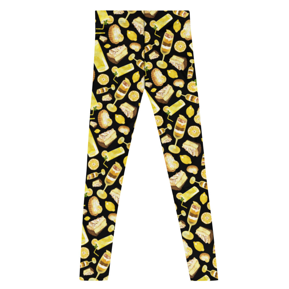 Men's Lemon Leggings feature a vibrant lemon pattern, perfect for activewear and workouts at your favorite gym.