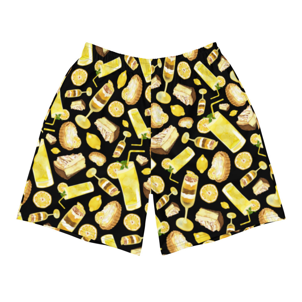 Men's Lemon Athletic Shorts featuring a vibrant lemon print, perfect for running or any active lifestyle.