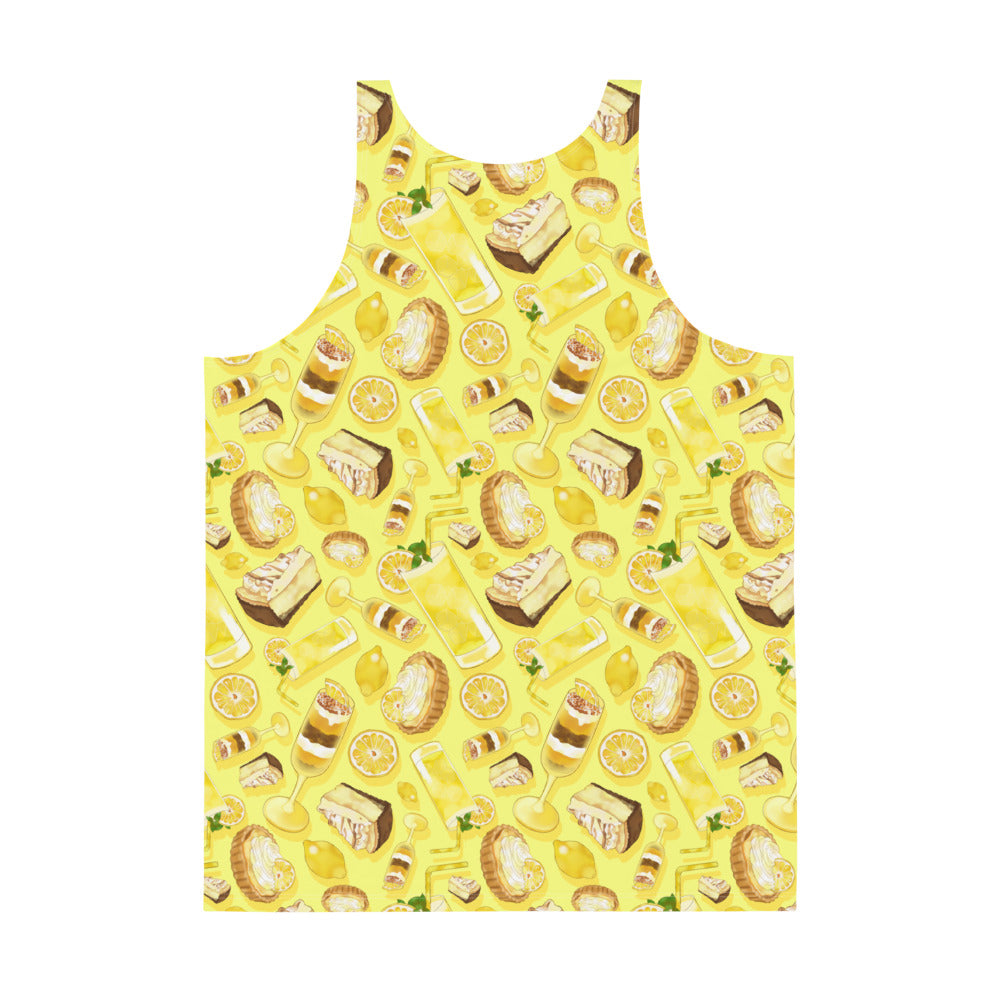 Vibrant Men's Lemon Tank Top featuring a fun lemon pattern, perfect for a stylish and relaxed summer look.