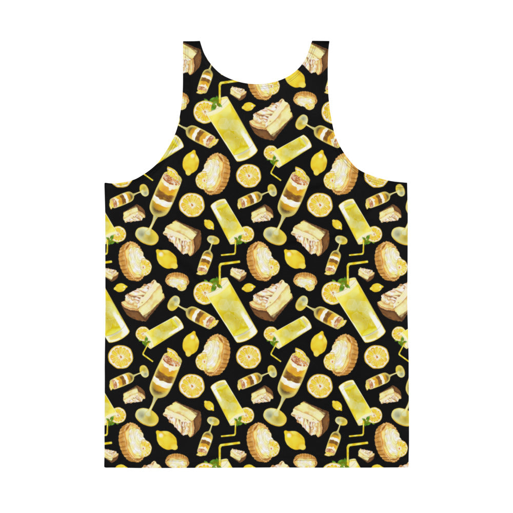 Bright and vibrant Men's Lemon Tank Top featuring playful lemon patterns, perfect for a stylish summer look.