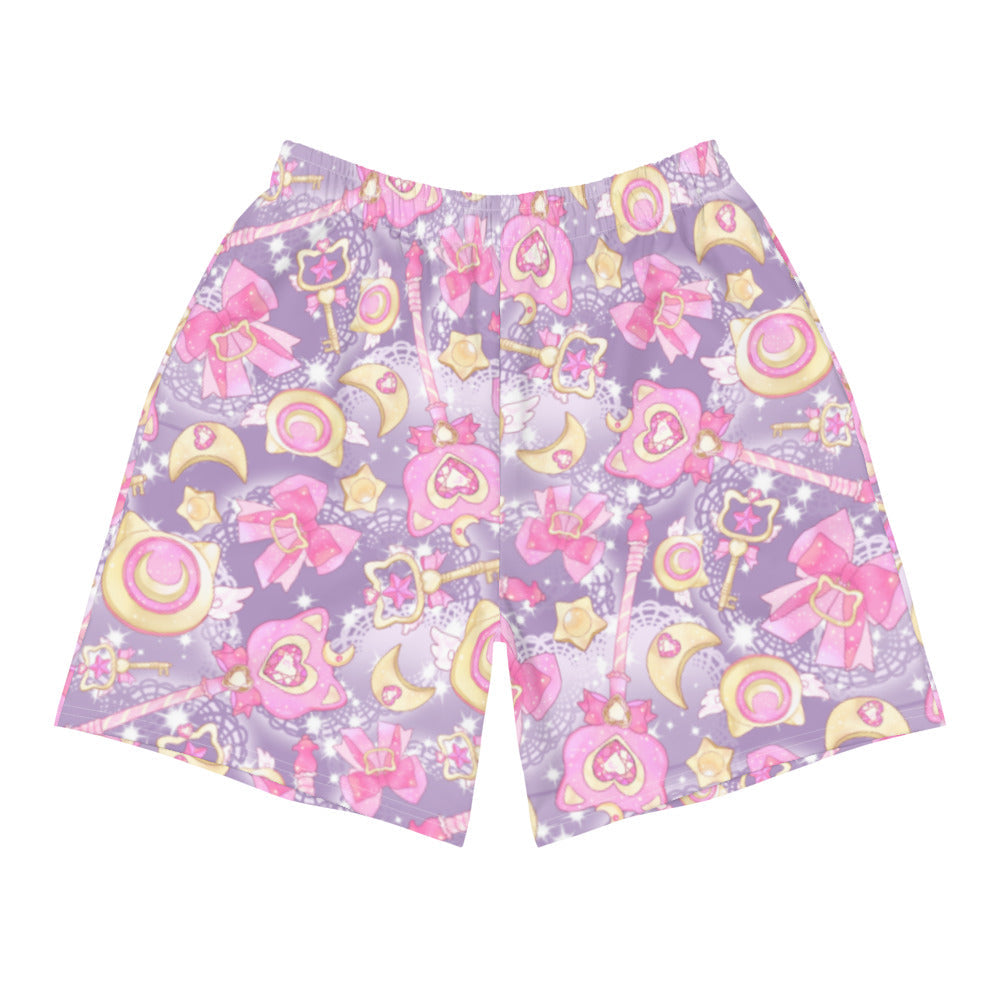 Men's Magical Girl Athletic Shorts feature a vibrant design, perfect for running or swimming with ease and style.