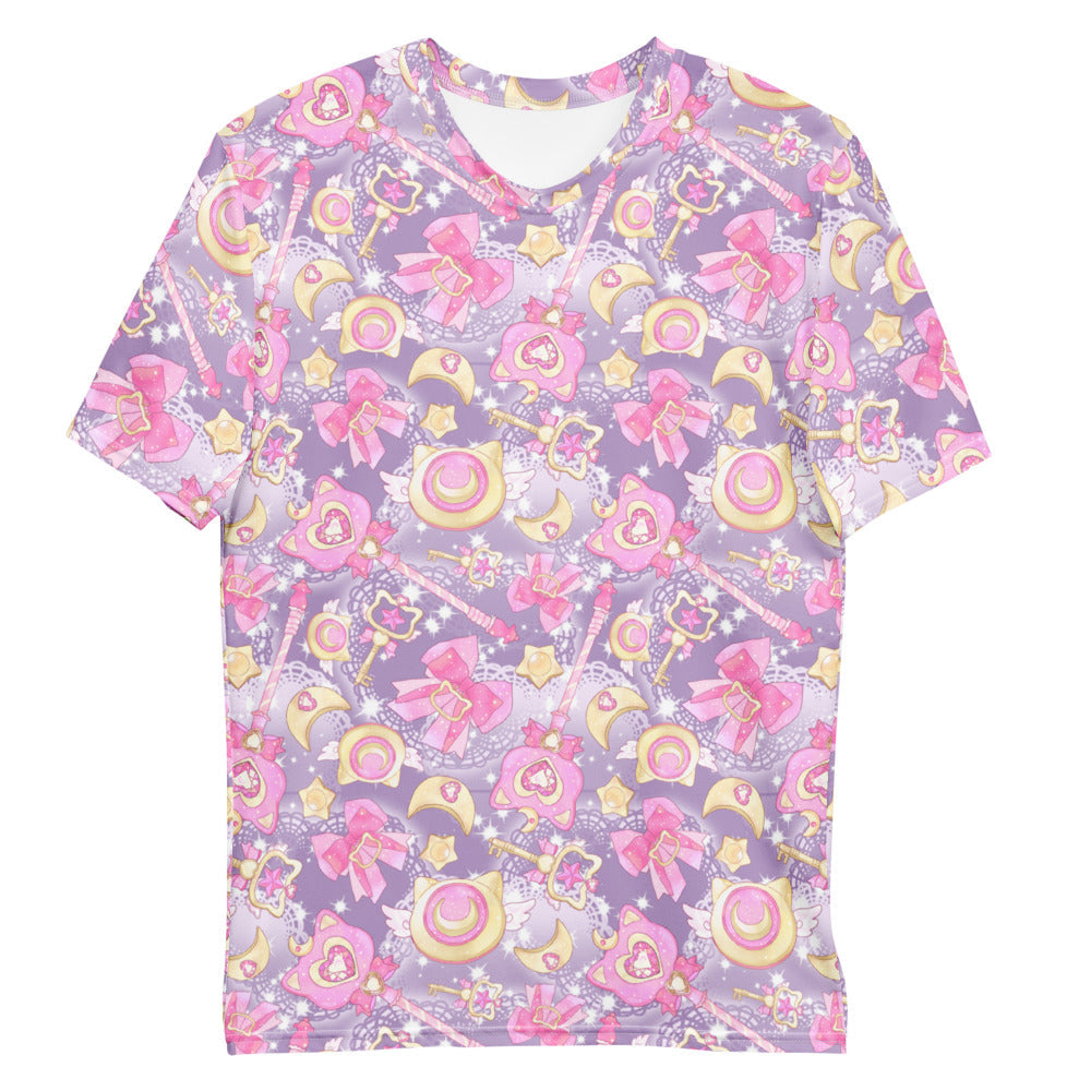 Stylish Men's Magical Girl T-shirt featuring vibrant patterns, perfect for comfort and flair at any casual event.