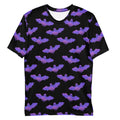 Stylish Men's Morrigan T-shirt featuring a colorful bat pattern, perfect for comfort and casual fashion.