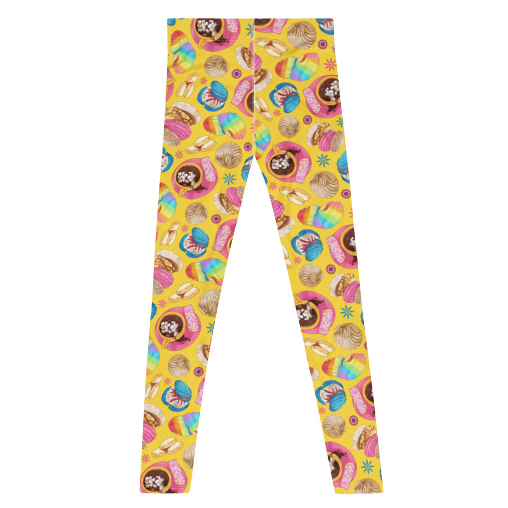 Bright and colorful Men's Pan Dulce Leggings perfect for workouts or casual wear, featuring a fun pastry design.