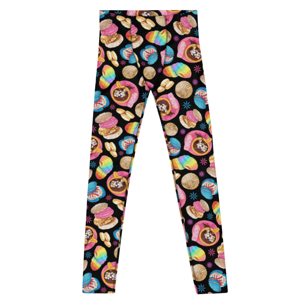 Men's Pan Dulce Leggings feature a vibrant pastry design, perfect for active wear and stylish workouts.