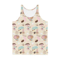 Vibrant Men's Parasol Bunny Tank Top featuring adorable bunnies and umbrellas, perfect for a stylish summer look.