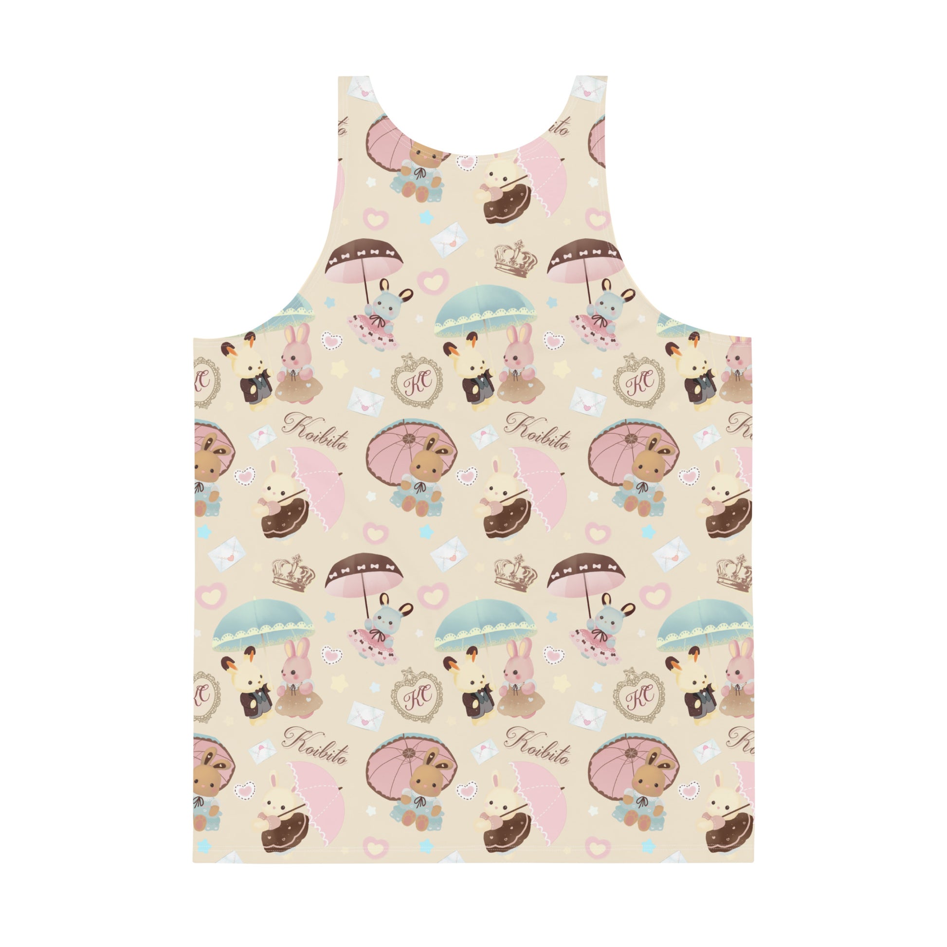 Men's Parasol Bunny Tank Top featuring a playful design with vibrant colors and a comfortable, relaxed fit.