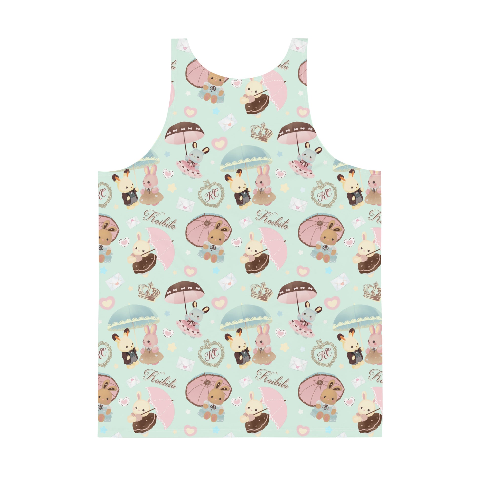 Vibrant Men's Parasol Bunny Tank Top features a playful design and soft, stretchy fabric for ultimate comfort.