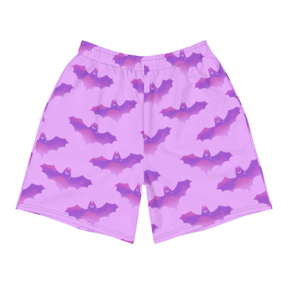 Men's Aensland Athletic Shorts featuring a unique bat print, perfect for running or any active lifestyle.