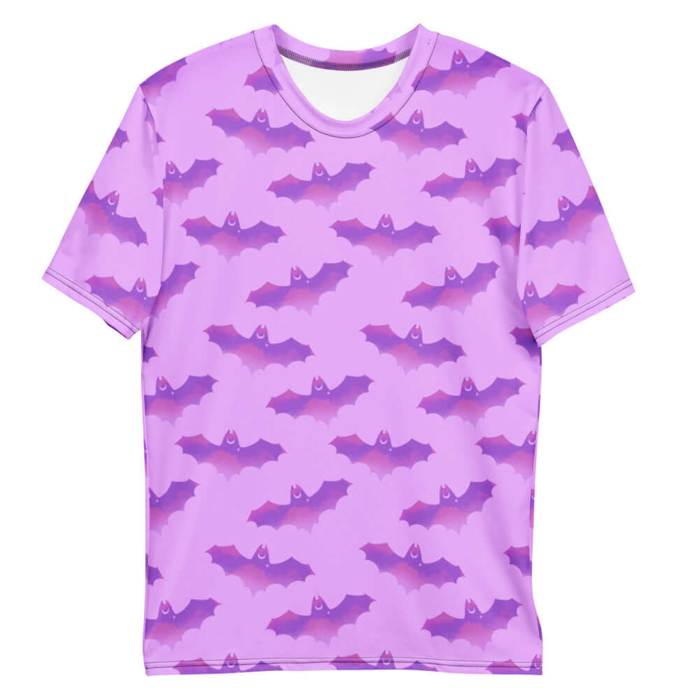 Stylish Men's Aensland T-shirt in vibrant purple bat print, perfect for comfort and casual wear.