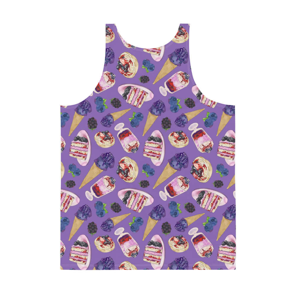 Vibrant Men's Berry Tank Top featuring a fun dessert print, soft material, and a relaxed fit for comfort and style.