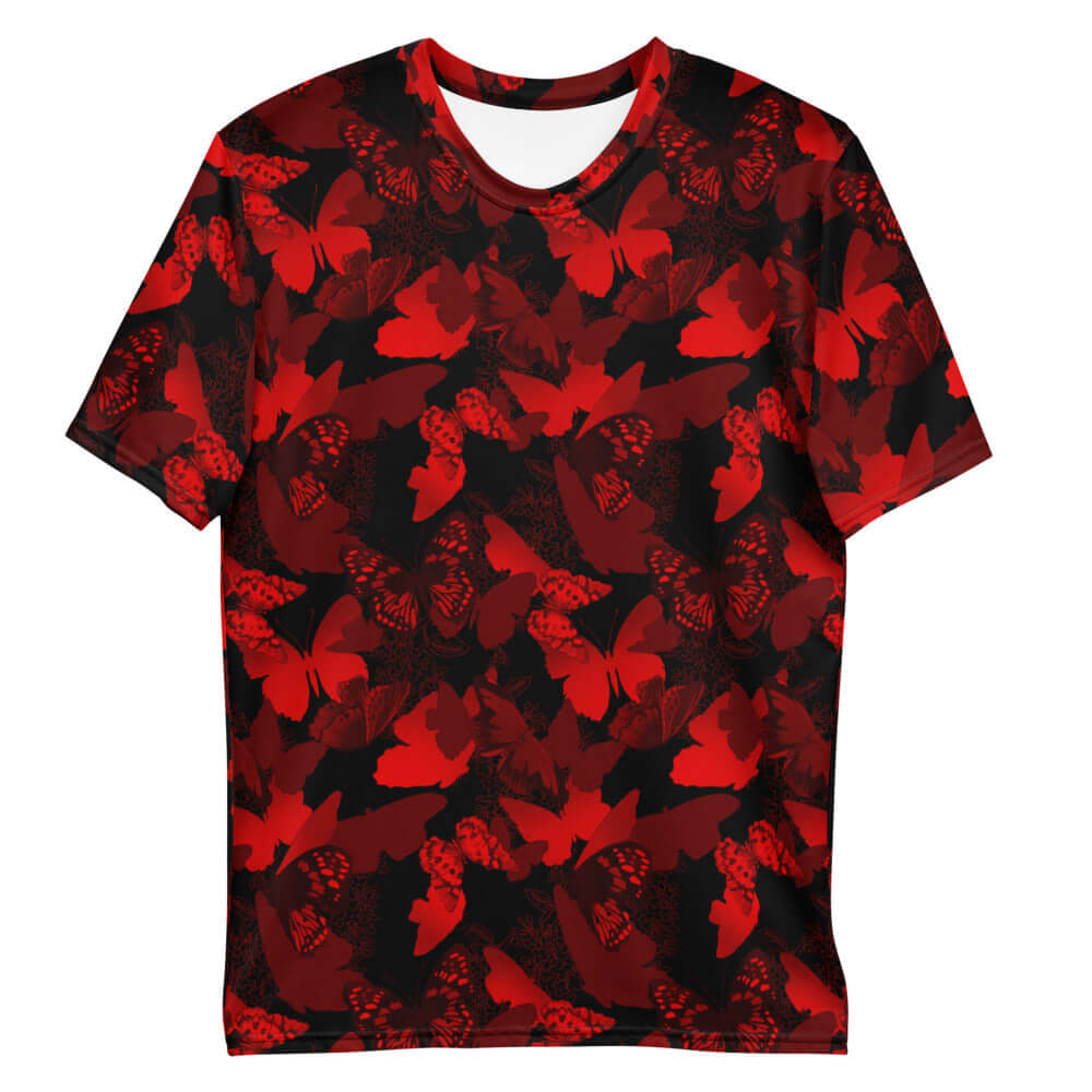 Stylish Men's Butterfly T-shirt featuring a vibrant red butterfly pattern, perfect for comfort and casual wear.