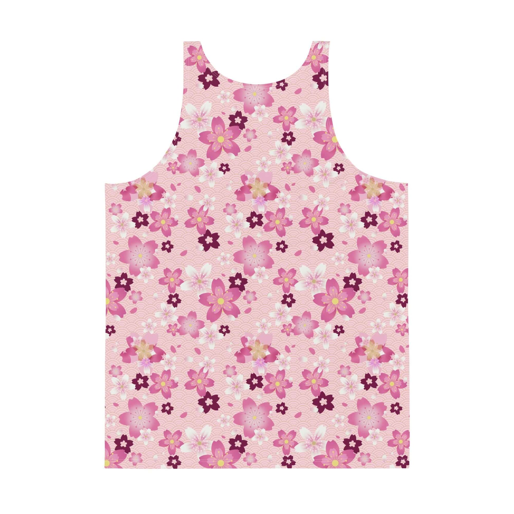 Vibrant Men's Sakura Tank Top featuring a floral design, perfect for a stylish and comfortable look.